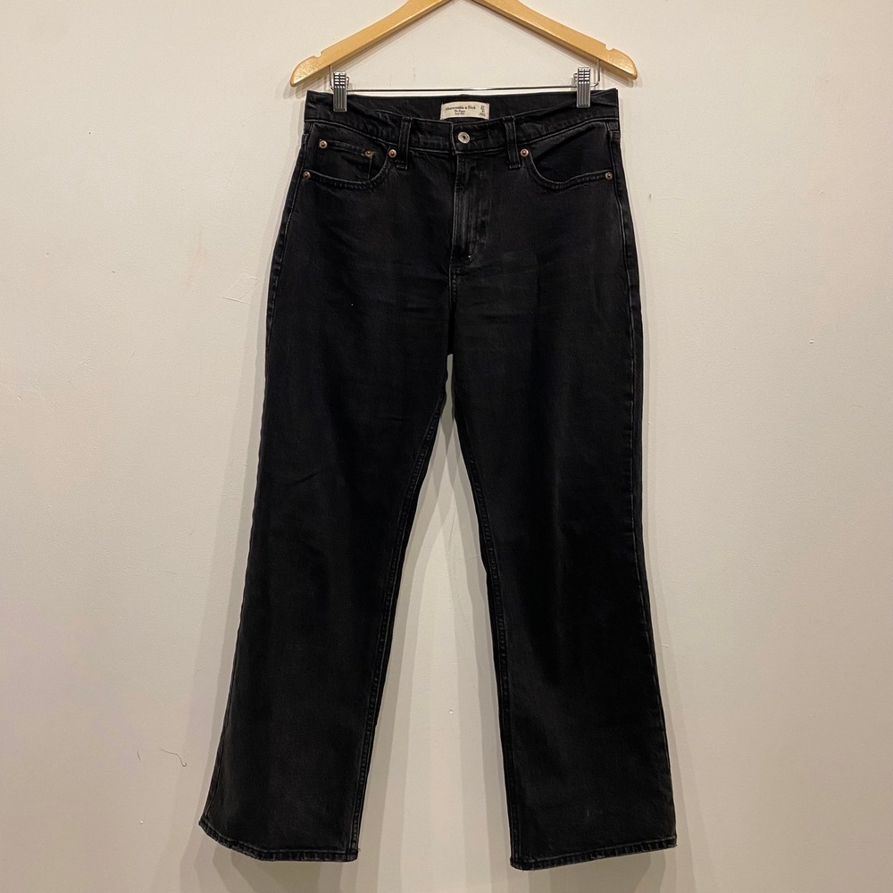 Abercrombie & Fitch The Baggy Low Rise Jeans Washed Black Size 27